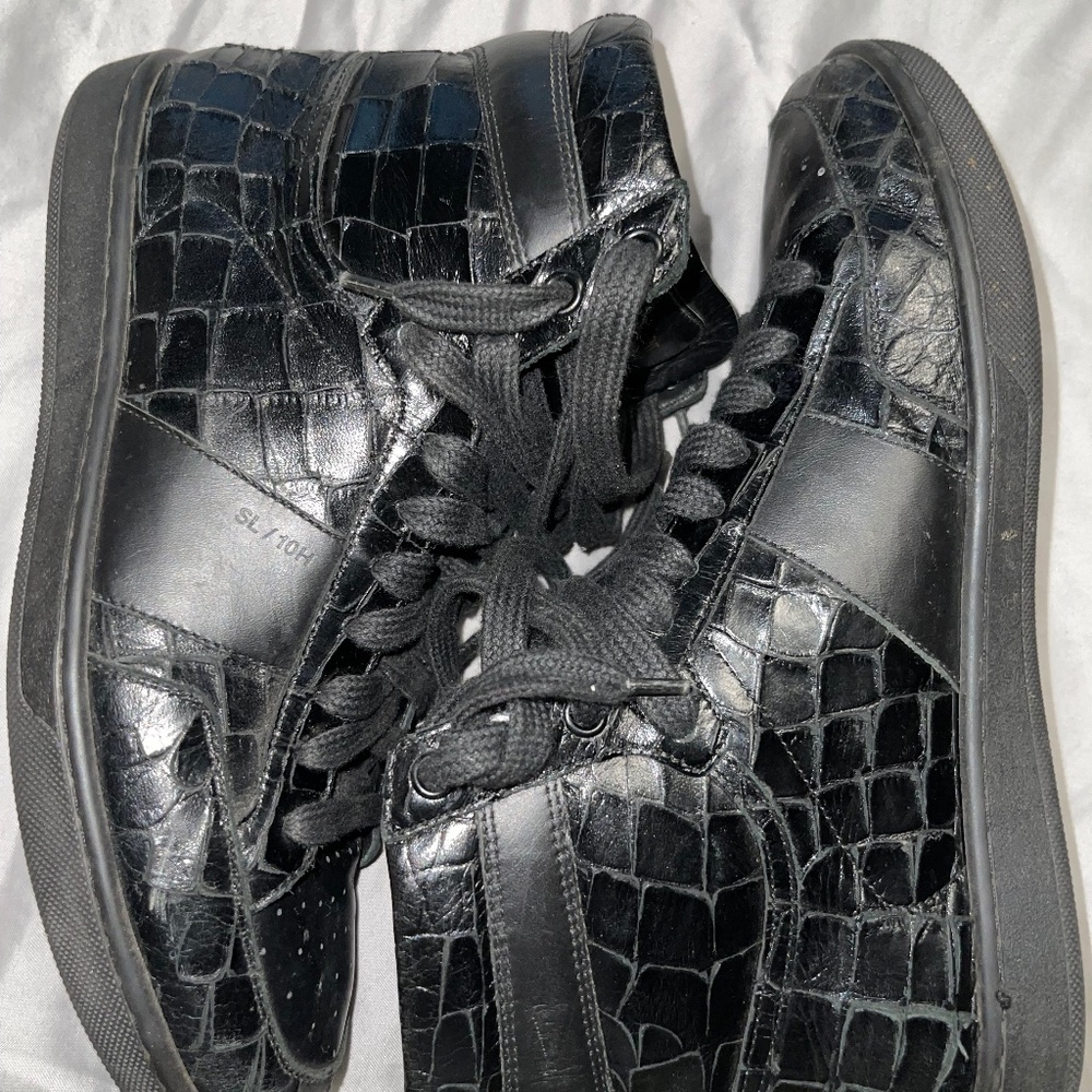 Saint Laurent Patent Croc-Effect Leather High-Tops